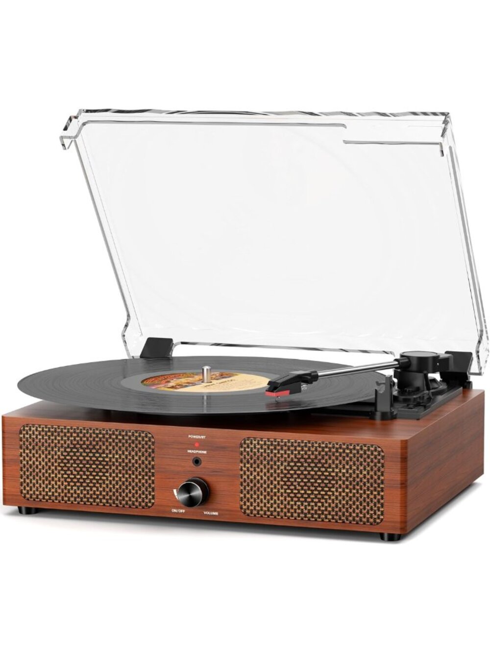 Portable Retro Vinyl Record Player with Bluetooth, 3-Speed Turntable & Speakers